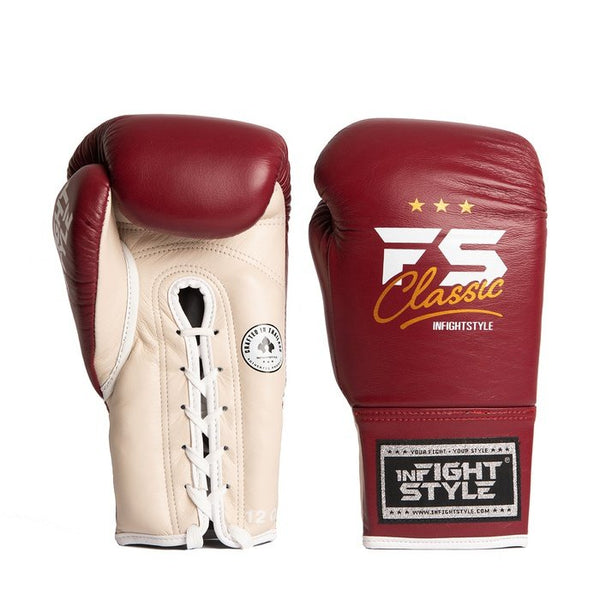 FS Heritage - Leather Lace Up - Maroon - Muay Thai Boxing Gloves