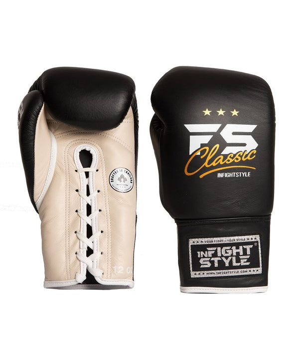 FS Heritage - Leather Lace Up - Black - Muay Thai Boxing Gloves