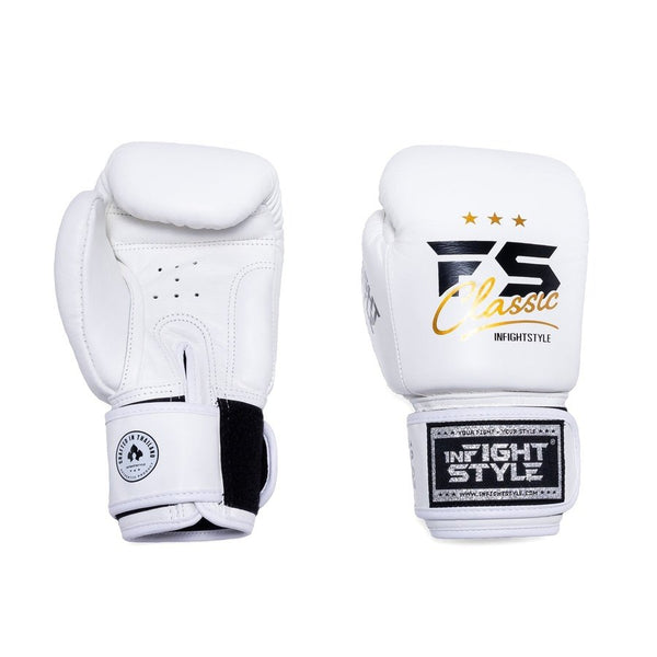 Classic Leather - White(Classic logo) - Muay Thai Boxing Gloves