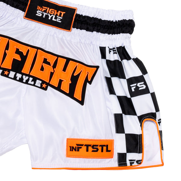 Finish Line Retro Shorts - White/Orange