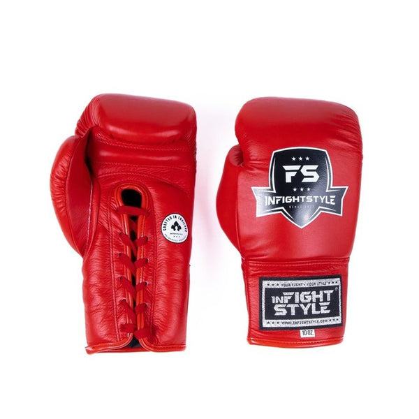 Leather Lace Up - Red - Muay Thai Boxing Gloves