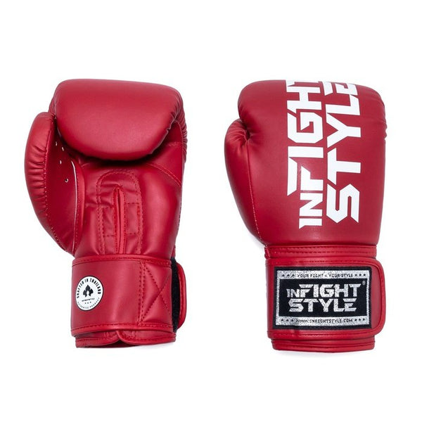 Pro Compact - Semi Leather - Red - Muay Thai Boxing Gloves