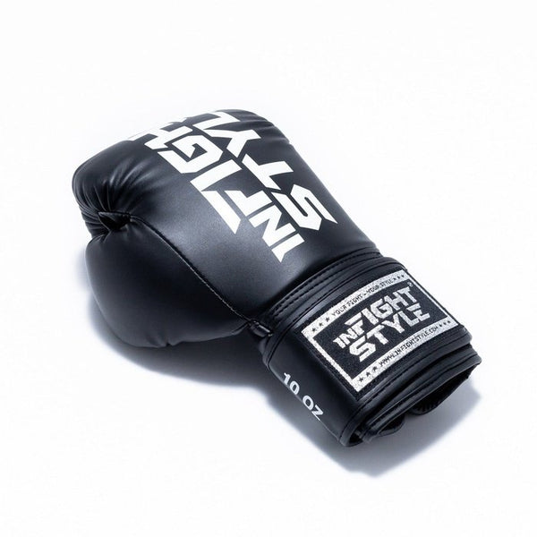 Pro Compact - Semi Leather - Black - Muay Thai Boxing Gloves