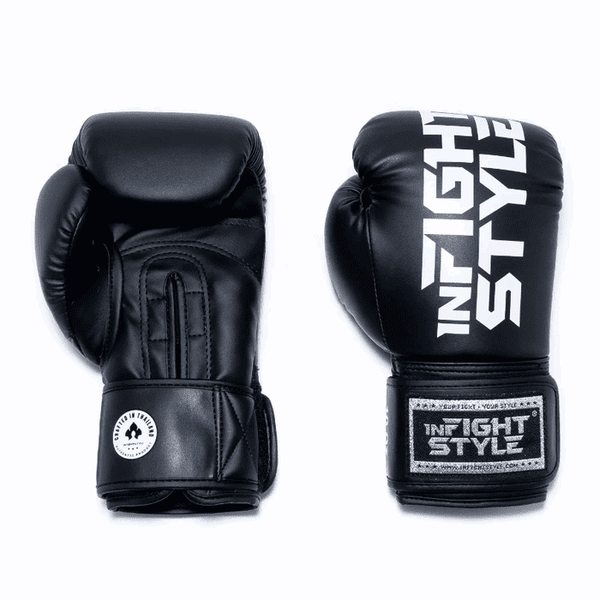 Boxing Gloves - Pro Compact - Semi Leather - Black - INFIGHTSTYLEAUS