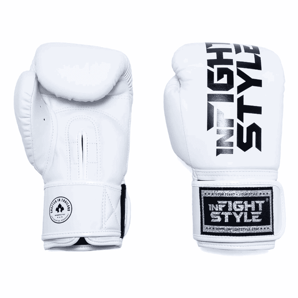 Boxing Gloves - Pro Compact - Semi Leather - White - INFIGHTSTYLEAUS