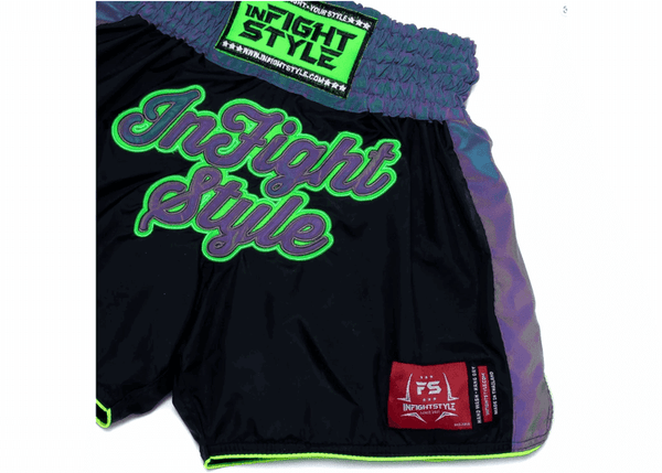 Muay Thai Shorts - Nylon Reflective - Astro Neon Green - INFIGHTSTYLEAUS