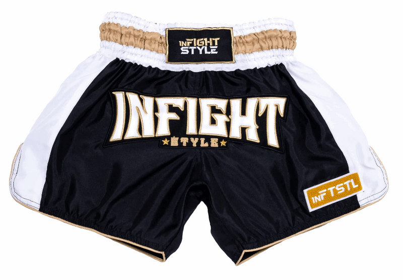 Muay Thai Shorts - Big Ticket - Black/White - INFIGHTSTYLEAUS