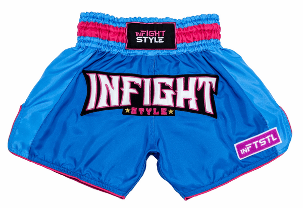 Muay Thai Shorts - Big Ticket - Blue/Neon Blue - INFIGHTSTYLEAUS