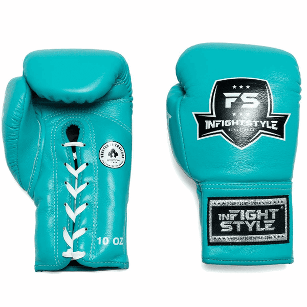 Boxing Gloves - Leather Lace Up - Teal - INFIGHTSTYLEAUS