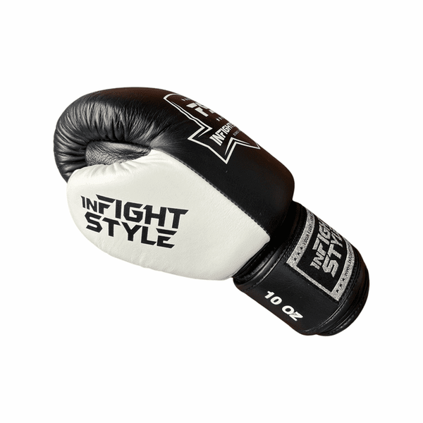 Muay Thai Boxing Gloves - Classic Leather - Black/White