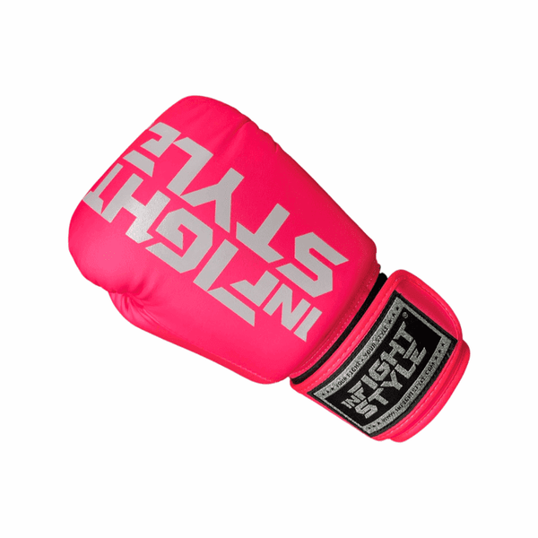 Muay Thai Boxing Gloves - Classic Leather - Neon Pink