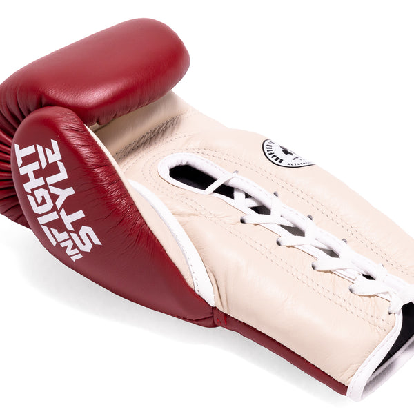 FS Heritage - Leather Lace Up - Maroon - Muay Thai Boxing Gloves