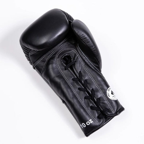 Leather Lace Up - Black - Muay Thai Boxing Gloves