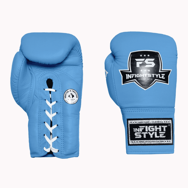 Leather Lace Up - Tar Heel Blue - Muay Thai Boxing Gloves